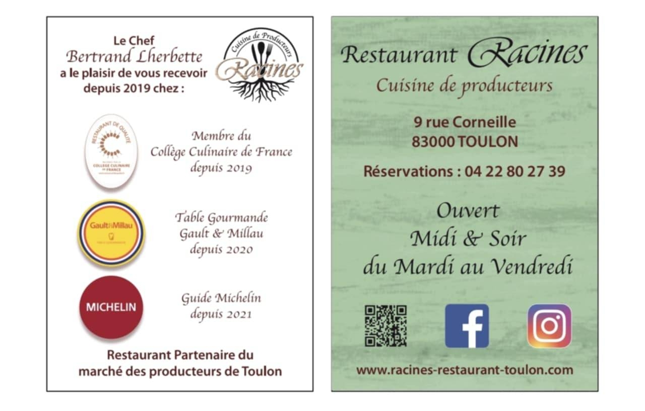 récompenses - Racines - restaurant TOULON - Bon restaurant Toulon